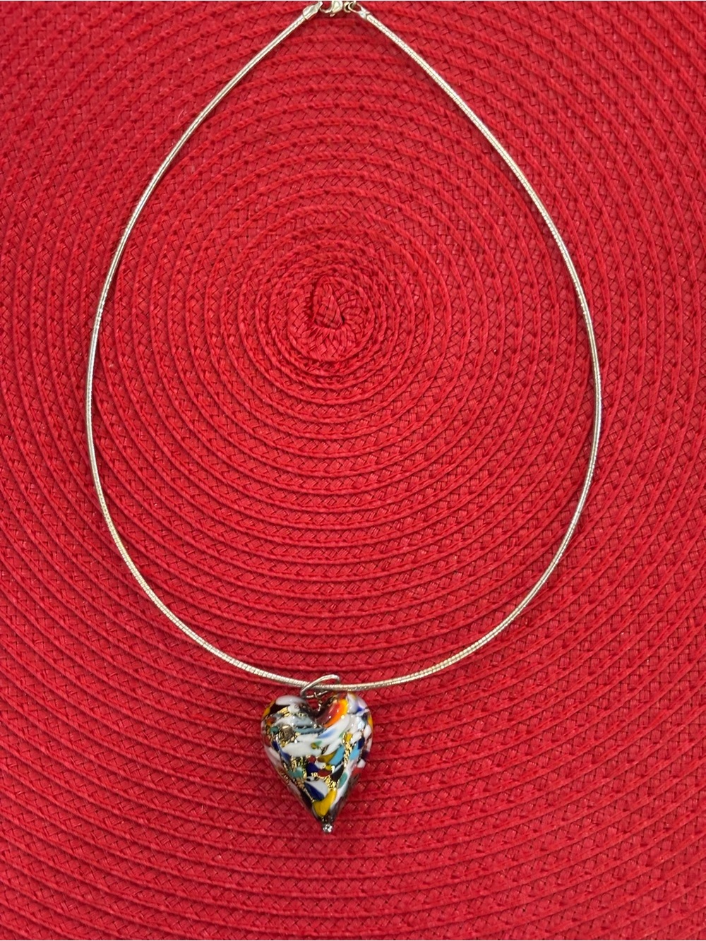 Made in Italy Multicolor Heart Glass Pendant Necklace - Women Jewelry